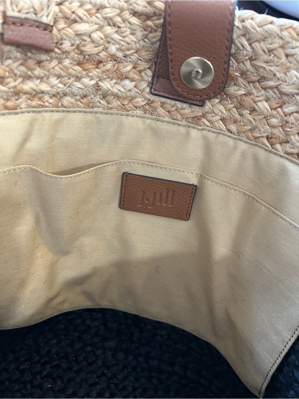 J.Jill Two-Tone Straw Tote Bag - Natural and Black - Picture 4 of 7